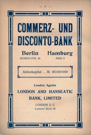 Anzeige der Commerzbank aus dem Jahr 1905