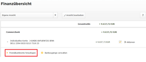 Multibanking Einbindung Finanzübersicht