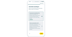 Auf dem mobilen Device wird angezeigt, wie Sie Ihre Identität prüfen lassen können.