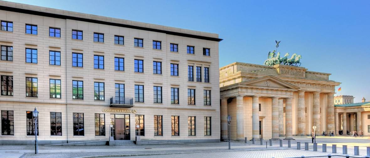 Picture of the Commerzbank office in Berlin next to the Brandenburg Gate