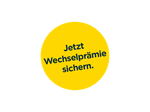 Gelber Störer mit dem Textinhalt: Jetzt Wechselprämie sichern.