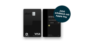 Schwarze Commerzbank Pliant Kreditkarte Vorder- und Rückseite: Jetzt erhältlich mit Apple Pay