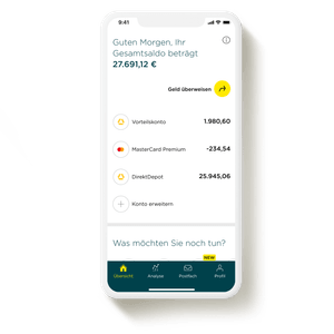 Mobile App der Commzerbank mit Finanzübersicht