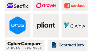 Partner im Rahmen von UnternehmerPlus: CyberCompare, Grover, Secfix, pliant, Candis, Caya, ContractHero, sevdesk