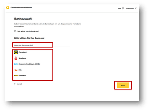 Multibanking Einbindung Bankauswahl